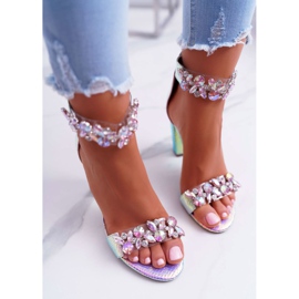 Lu Boo Sandali Rosa Iridescente Lambada Strass multicolore 2