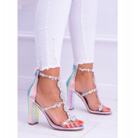 Lu Boo Sandali viola benzina con strass Taylor multicolore 2
