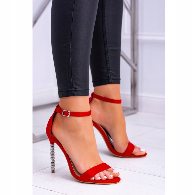 BUGO Sandali Da Donna Con Tacco Alto Decorati Con Cubic Zirconia Elida rosso 1