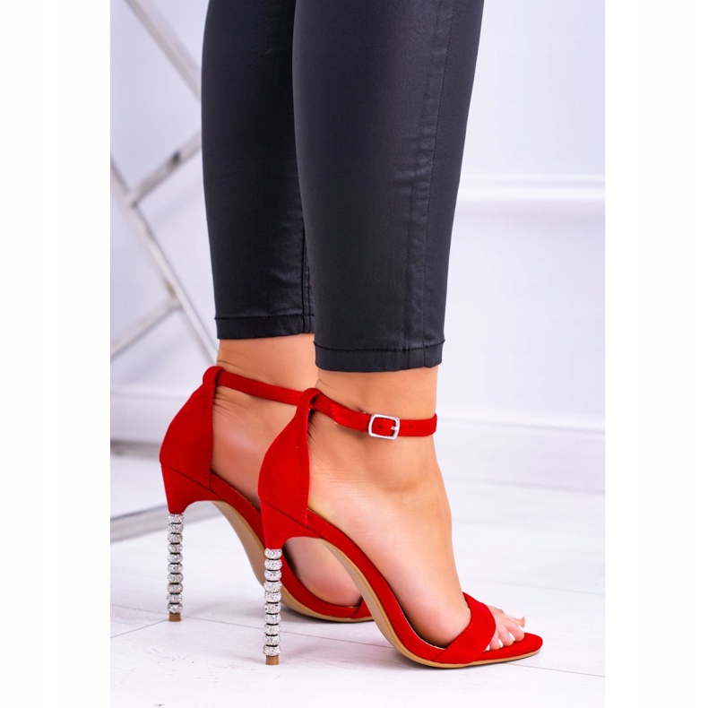 BUGO Sandali Da Donna Con Tacco Alto Decorati Con Cubic Zirconia Elida rosso 2