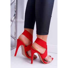 L.DAY Sandali Da Donna Con Tacco Alto Con Cinturino Largo Luci Rosse rosso 2