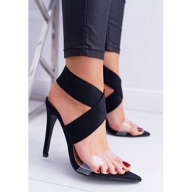 L.DAY Sandali Donna Con Tacco Alto Cinturino Largo Luci Nere nero 1