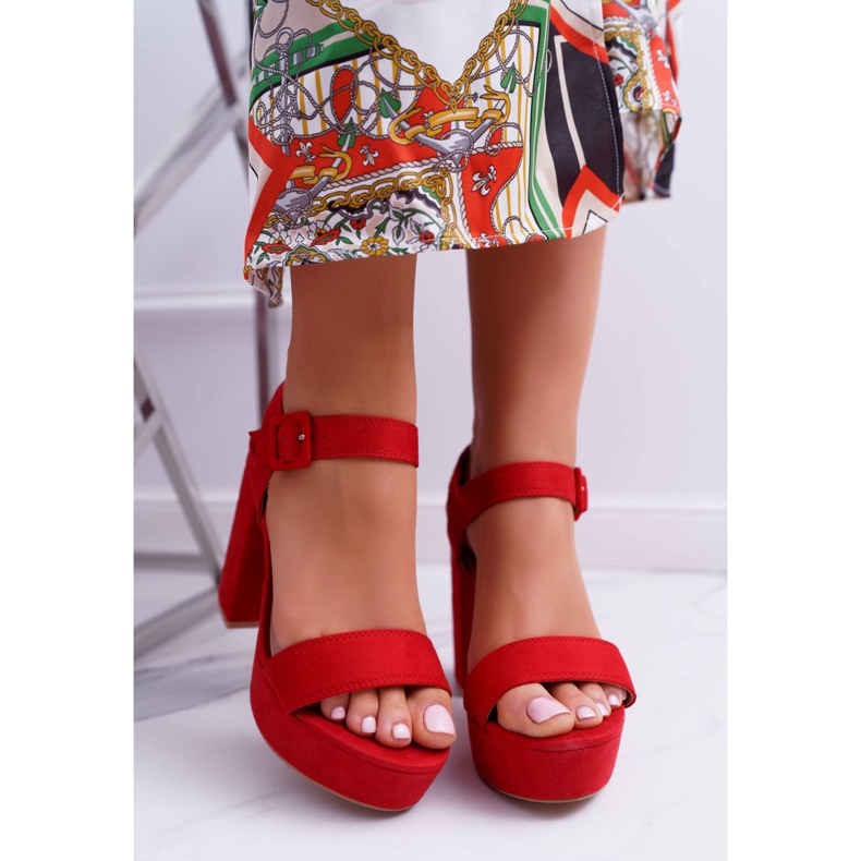 NFR Sandali da donna con tacco alto e plateau rosso LaMondes 2