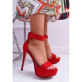 NFR Sandali da donna su piattaforma tacco alto Red Welbos rosso 1