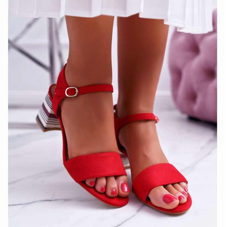 Vinceza Sandali Da Donna Con Tacco Alto Tacco Colorato Rosso Niente 2