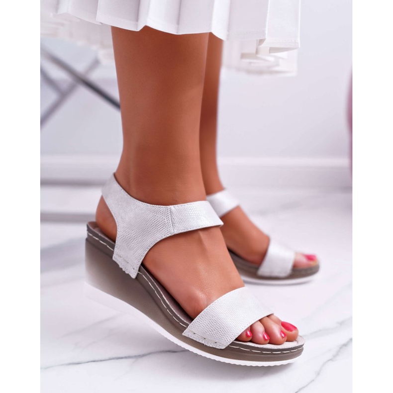 Vinceza Sandali da donna con zeppa argento Gerdro grigio 1