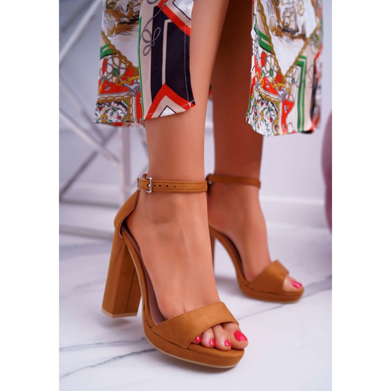 ADY Sandali da donna con plateau e tacco cammello Debora marrone 2