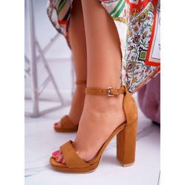 ADY Sandali da donna con plateau e tacco cammello Debora marrone 1