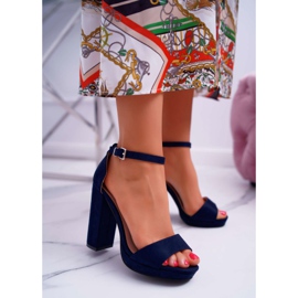 ADY Sandali blu navy da donna su piattaforma Debora con tacco 2