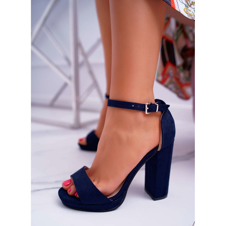 ADY Sandali blu navy da donna su piattaforma Debora con tacco 1