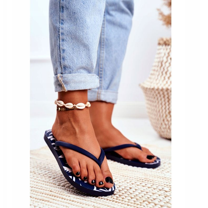 Lu Boo Infradito da donna azteco blu navy Havanna 2