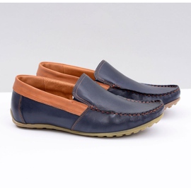 Neex | Mocassini Slip-On Pardon da uomo in pelle blu navy 1