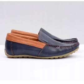 Neex | Mocassini Slip-On Pardon da uomo in pelle blu navy 2