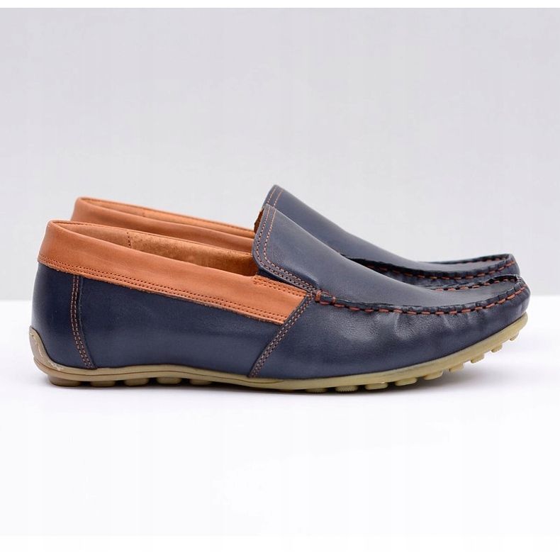 Neex | Mocassini Slip-On Pardon da uomo in pelle blu navy 2
