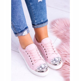 Sneakers Lu Boo con Brillanti Cristalli Rosa Cipria 2
