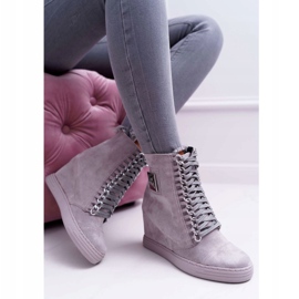 Sneakers Donna Lu Boo Con Catene Scamosciato Grigio Monica 2