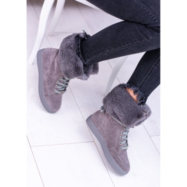 Stivaletti scamosciati grigi Lu Boo Timberki con pelliccia grigio 2