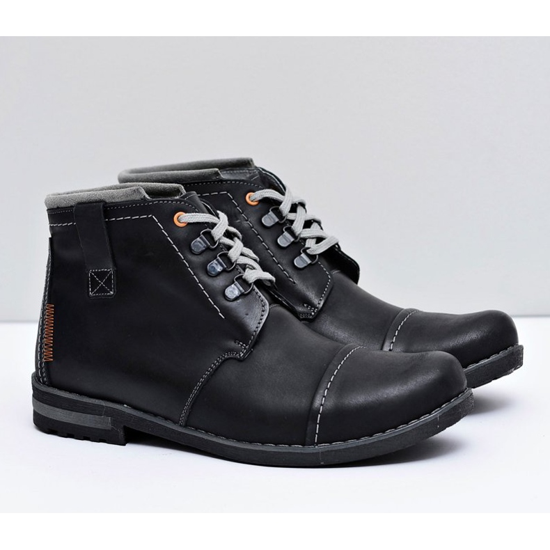 Gino Tuzzi Trapper in pelle da uomo Nero Genoto 1