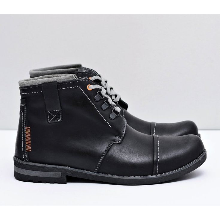 Gino Tuzzi Trapper in pelle da uomo Nero Genoto 2