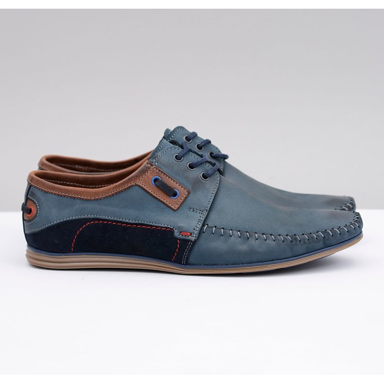 KOMODO Mocassini Uomo in Pelle Lucida Stringata Blu Navy Teodoro 2