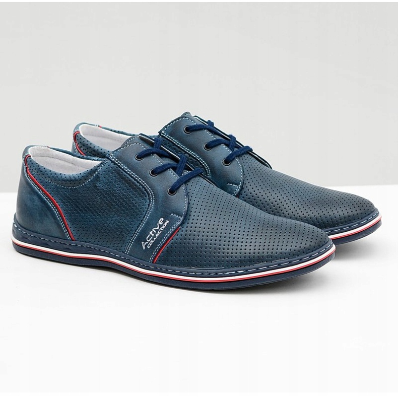Joker Scarpe da uomo in pelle traforate allacciate blu navy Markos 1
