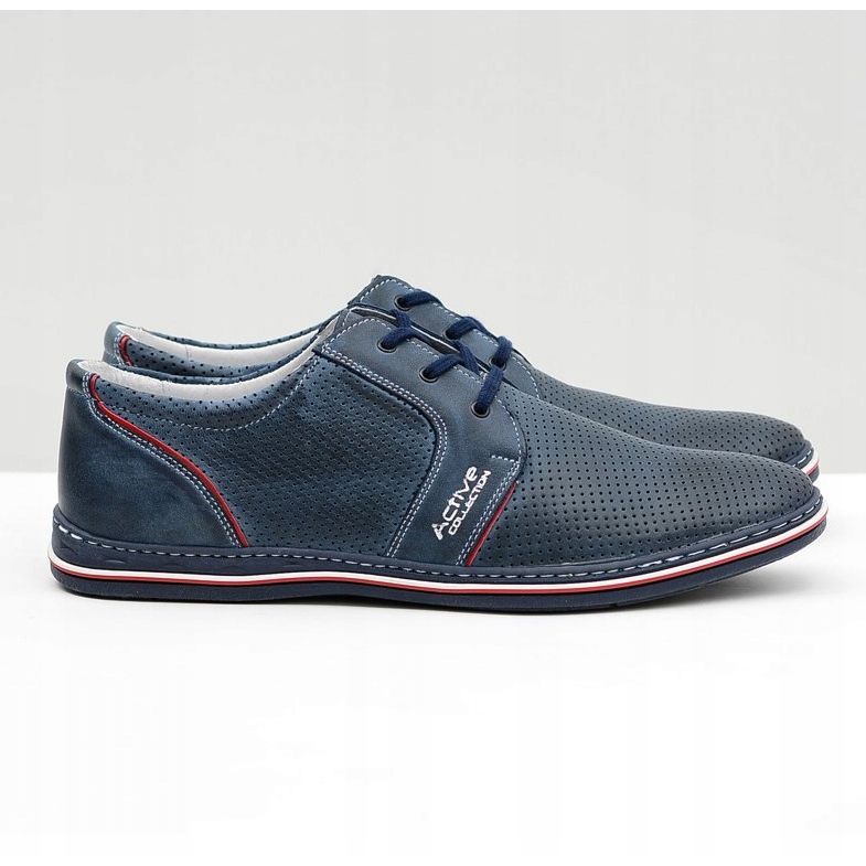 Joker Scarpe da uomo in pelle traforate allacciate blu navy Markos 2
