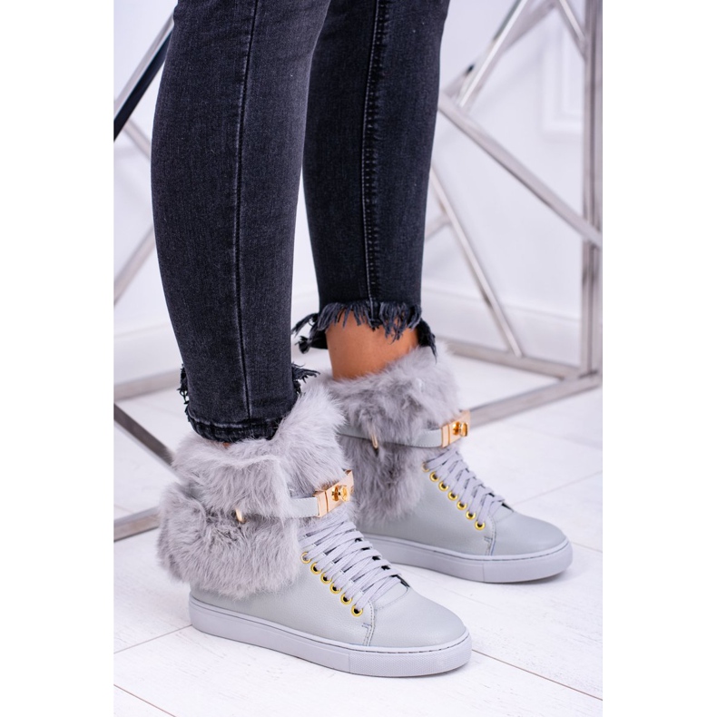 Lu Boo Stivali Grigi con Pelliccia Gisele Naturale grigio 1