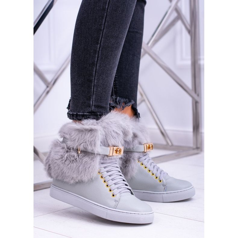 Lu Boo Stivali Grigi con Pelliccia Gisele Naturale grigio 2