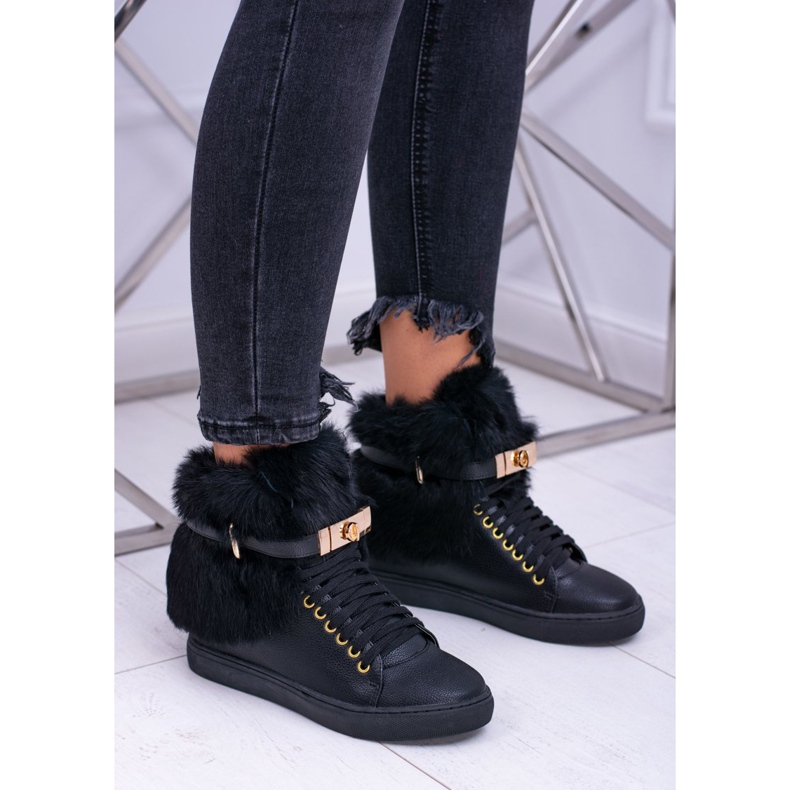 Lu Boo Stivali Neri con Pelliccia Gisele Naturale nero 1