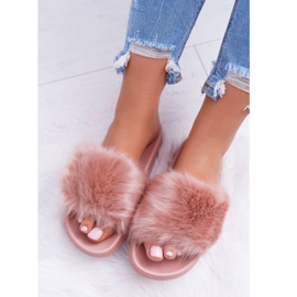 Pantofole Da Donna Con Pelliccia Rosa Cipria Pelliccia 1
