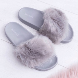 Pantofole Da Donna Con Pelliccia Grigio Pelliccia 1