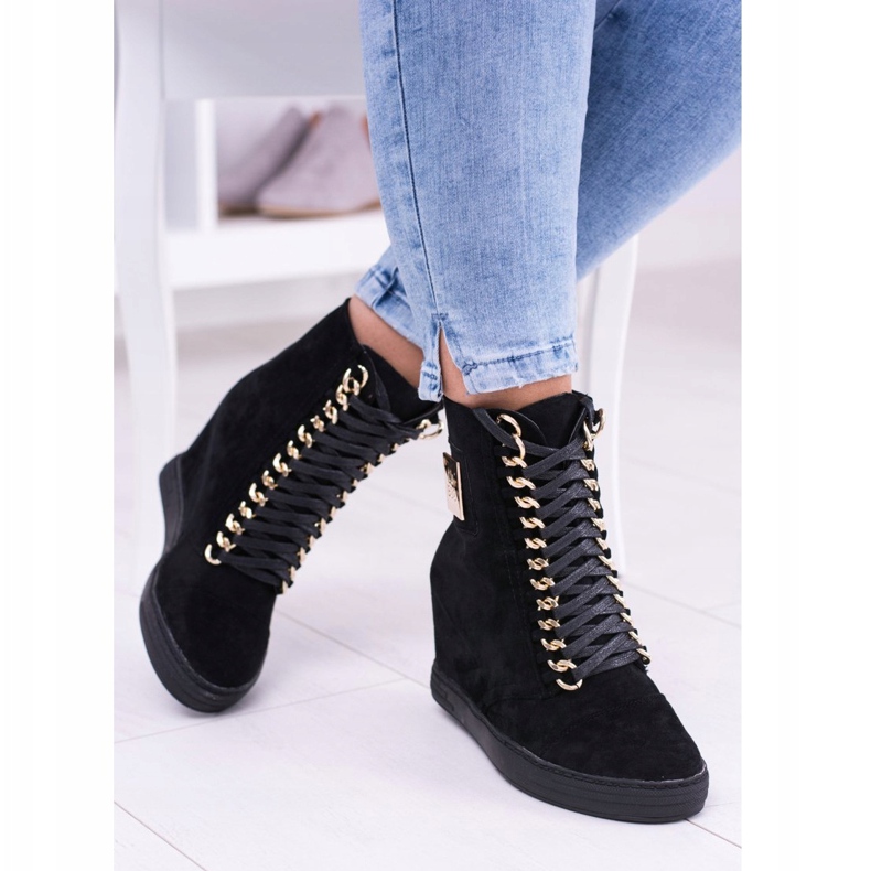 Sneakers Donna Lu Boo Con Catene Scamosciato Nero Monica 1