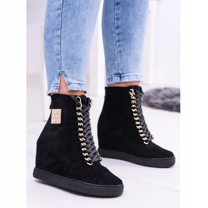 Sneakers Donna Lu Boo Con Catene Scamosciato Nero Monica 2