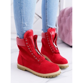 Lu Boo Donna Camoscio Rosso Timberki Trappers Cerniere Nancy 1
