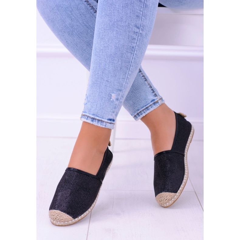 Lu Boo Nero Glitter Espadrillas Slip On da donna Miravet 1