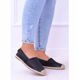 Lu Boo Nero Glitter Espadrillas Slip On da donna Miravet 2