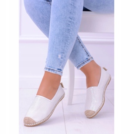 Lu Boo Espadrillas da Donna Bianche Slip On Broccato Miravet bianca 1