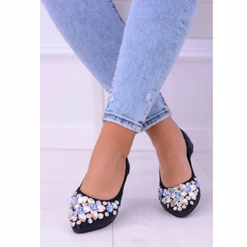 Lu Boo Ballerine nere su pietre elastiche Even nero 1