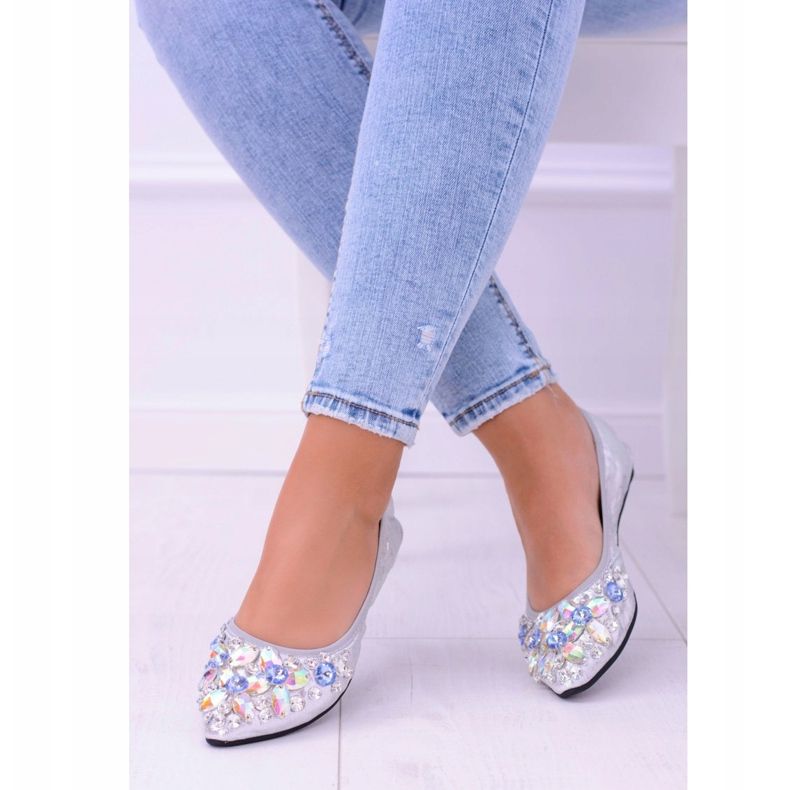 Ballerine argentate Lu Boo su pietre elastiche Even grigio 1