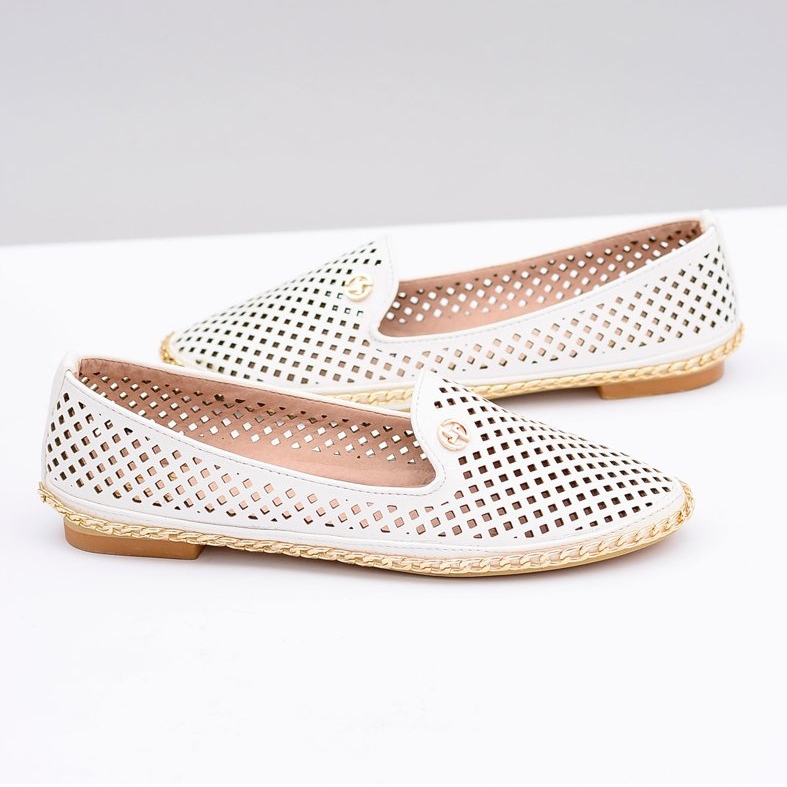 Lu Boo | Ballerine eleganti bianche Lordsy traforate bianca 1