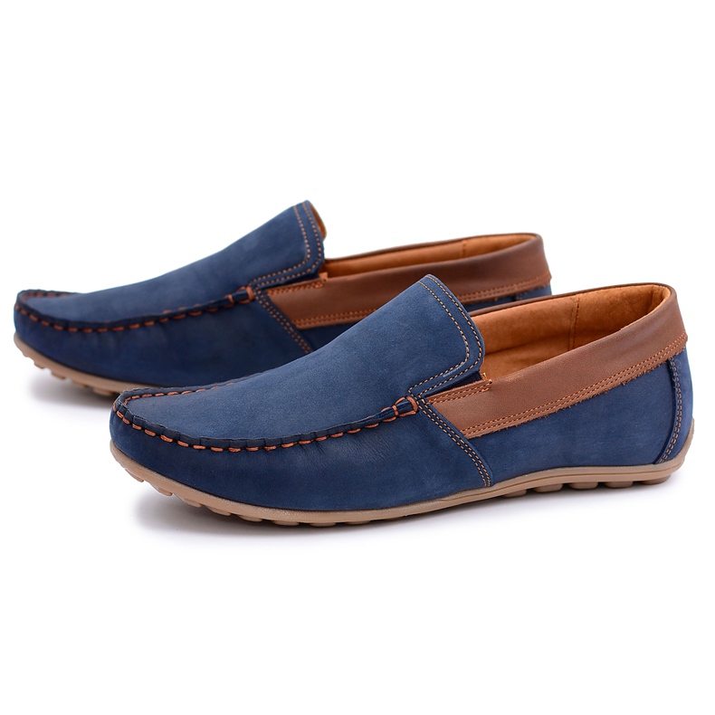 Mocassini Neex Leather Pardon Slip-On Shoes blu navy 1