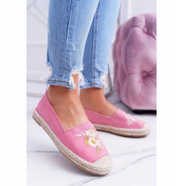 Espadrillas Donna Tessuto Rosa Slip On Flowers Wild 2