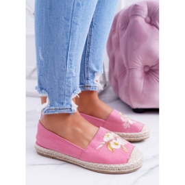 Espadrillas Donna Tessuto Rosa Slip On Flowers Wild 1
