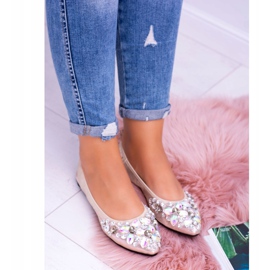 Lu Boo Ballerine dorate su pietre elastiche Even d'oro 2