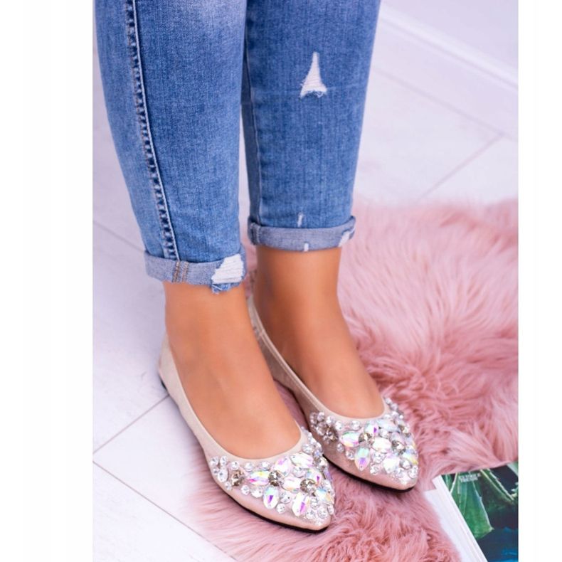 Lu Boo Ballerine dorate su pietre elastiche Even d'oro 2