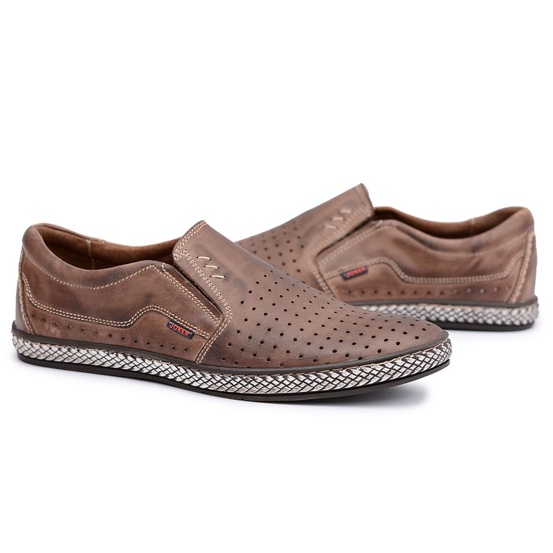 Joker Scarpe da uomo in pelle marrone slip on polacche Bruno 1