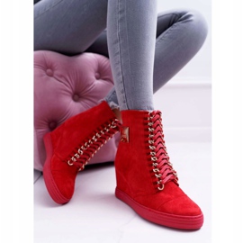 Sneakers Donna Lu Boo Con Catene Scamosciato Rosso Monica 1