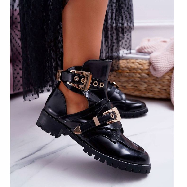Lu Boo Stivali Laccati Neri Con Ritagli Rock Girl nero 2