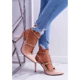 Tacco alto Vices da donna, Laccato Cipria con borchie Valenti Jets rosa 2