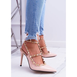 Tacco alto Vices da donna, Laccato Cipria con borchie Valenti Jets rosa 1